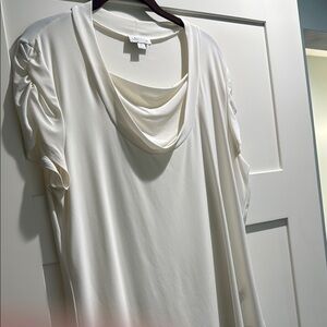 Tahari White Draped Top